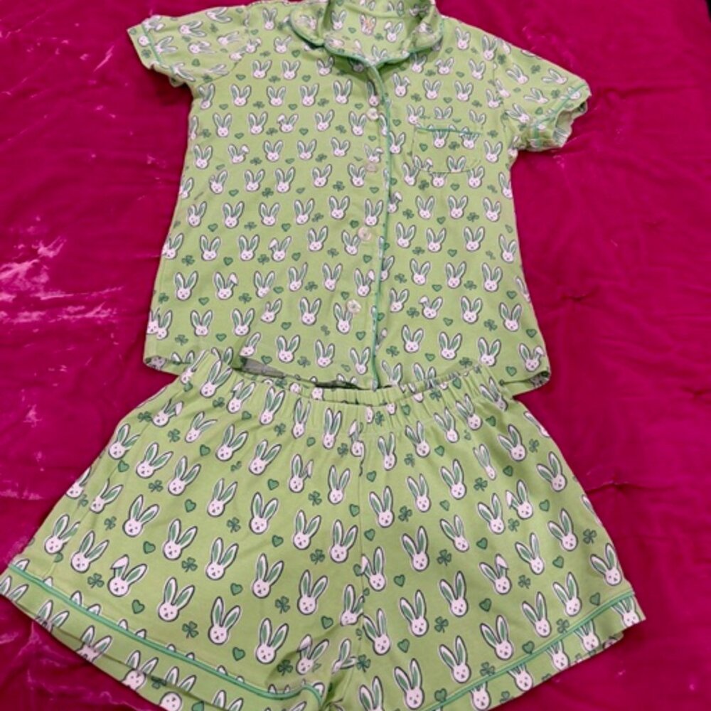 Roller Rabbit Green Easter Bunny & Green Shamrock PJ Set Adult XXS